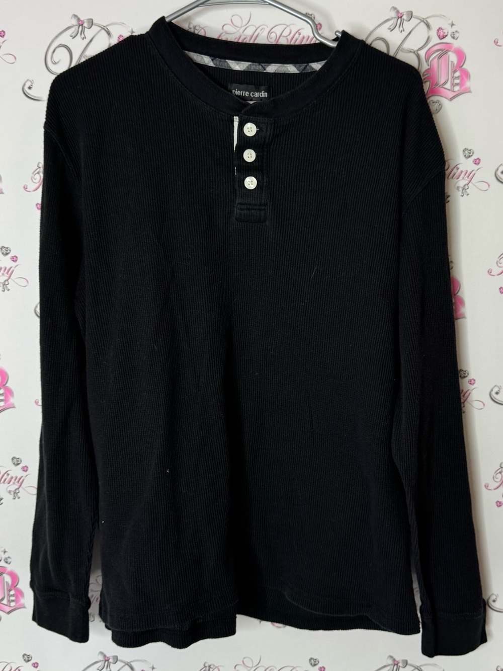 Pierre Cardin thermal waffle knit shirt long sleeve  Thermal Henley Long Sleeve